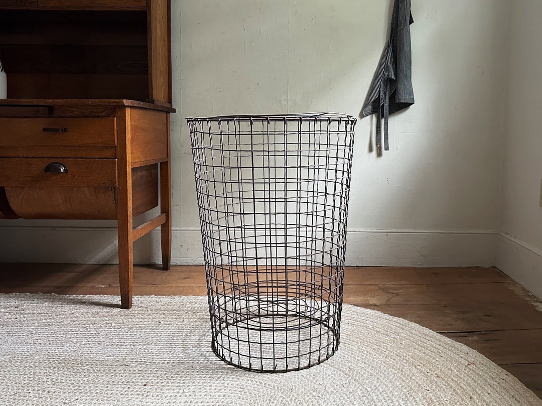 Vintage Industrial Wire Basket Storage Bin Recycle Bin General Etsy