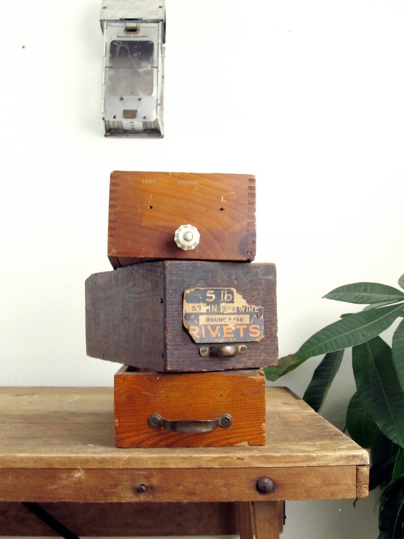 Vintage Wood Drawersparts Drawercubbieswood Desk Etsy