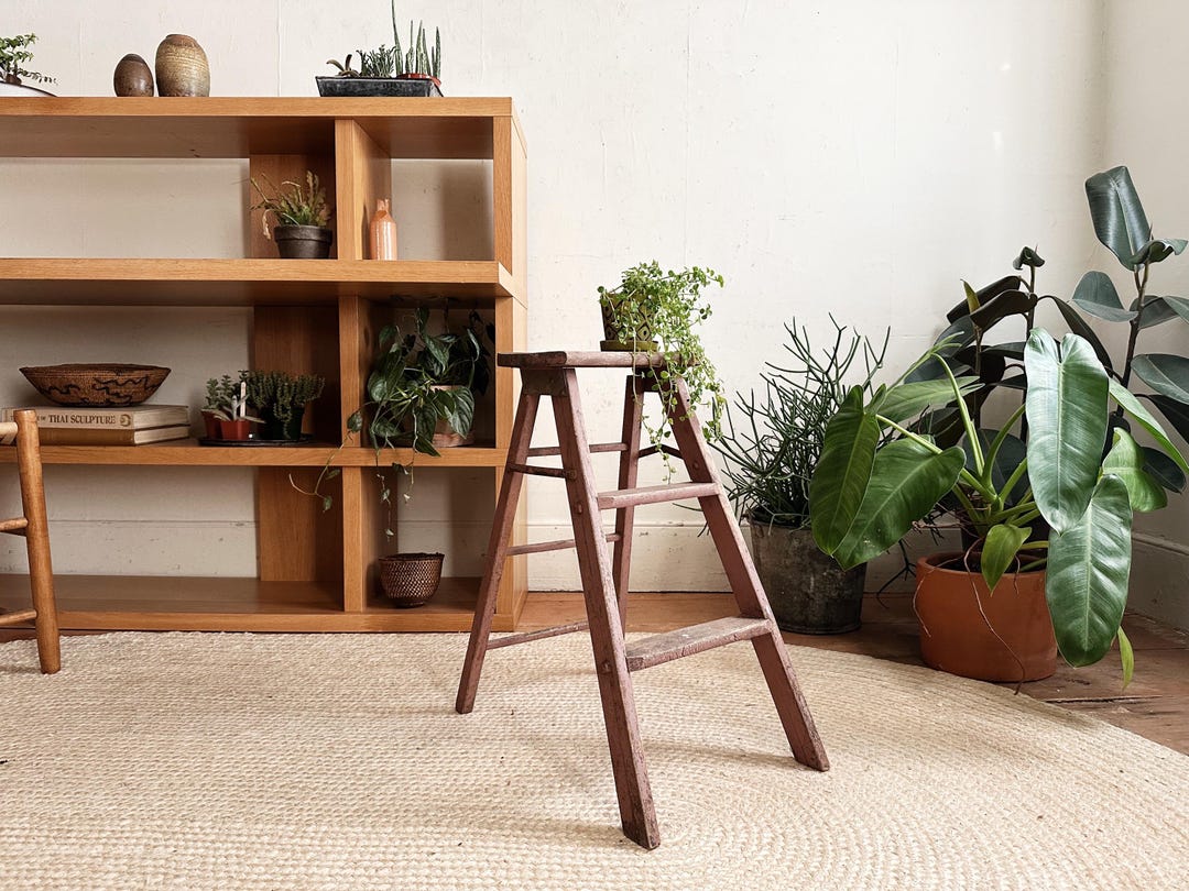 Vintage Step Stool Wooden Plant Stand Rustic Primitive Farmhouse Decor ...