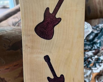 Erstaunliche Holly Holz und Form Verschieben Harz Handgefertigte Flying V Gitarren Servierbrett