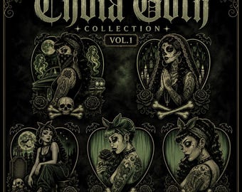 Láminas de arte Chola Goth / Paquete de arte mural de tatuajes chicanos oscuros (descarga digital)