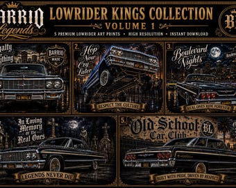 Lowrider Kings Vol. 1 / Colección de pósteres digitales Chicano Lowrider / 5 diseños