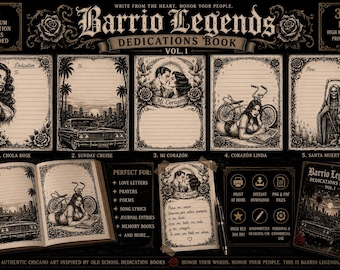 Dedicatorias de Leyendas del Barrio Vol. 1 / 5 Páginas Imprimibles de Escritura Chicana / Dedicatoria de la Vieja Escuela