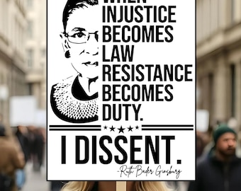 Resistance Protest Sign, RBG Resistance Rally Sign, No Kings In America Protest Sign, Anti-Trump, Political Activist Poster, Resist Fascism