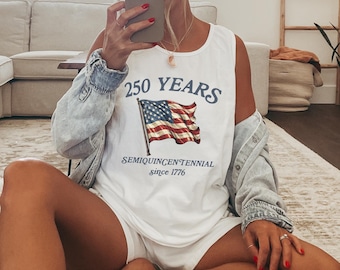 Comfort Colors® 250 Years USA Flag Tank Tops, Usa 250 Tops, Independence Day, Celebrate 250th Anniversary Tank Tops, Usa Flag Tops