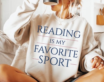 Reading Is My Favorite Sport Sweatshirt, Vintage Reading Sweatshirt, Book Lover Gift, Bookworm Teacher Gift, Reader Gift, Book Crewneck