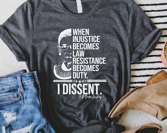 RBG Resist T-Shirt, Political Protest Tee, Protect Democracy Shirt, Ruthless Resistance Shirt, RBG Becomes Duty Shirt