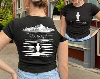 Penguin Meme Baby Tee, Paths Are Made by Walking But Why? Y2K Trendy 90's Baby Tee, Nihilist Hiking Baby Tee, Lonely Penguin Art Shirt
