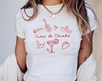 Cinco de Drinko Baby Tee, Lime Salt Tequila Crop Top, Margarita Lover Gift, Mexicana Party Shirt, Funny Drinking tshirt, Bar Crawl Shirt