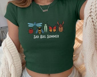 Sad Bug Summer Baby Tee, Y2K Bug Tee, Cottagecore Insect Baby Tee, Bug Lover Gift Shirt, Cottagecore Vibes, Nature Aesthetic Shirt