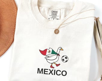 Comfort Colors® Mexico Soccer Shirt, Mexico Goose Soccer Tee, Mexico Futbol Fan T-Shirt, Merlin the Duck Mascot Tee