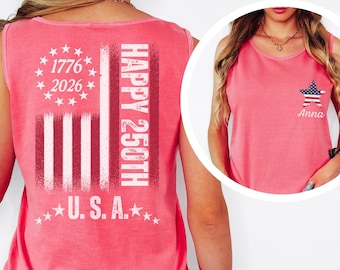 Comfort Colors® Custom USA 250th Tank Tops, 1776-2026 Independence Day Tops, Fourth of July Family Tees