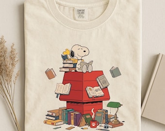 Comfort Colors® Book Lover Shirt, Reading Dog Shirt, Library Tee, Bookworm Shirt, Reader Gift, Cozy Reading Shirt, Teacher Shirt