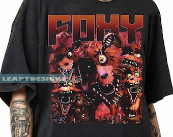 Foxy Five Nights Shirt, Horror Game T-Shirt, Foxy Graphic Tee, FNAF Fan Gift, Spooky Game Shirt, Retro Oversized Tee