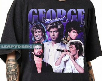 Grafisch shirt jaren 80 popmuziek George Michael, T-shirt retroband