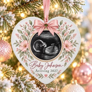 Personalized Pregnancy Reveal Ornament, Ultrasound Baby Announcement, Sonogram Keepsake, First Christmas Decor
