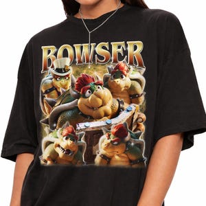 Vintage Turtle King Shirt, Retro Plumber Game Villain Graphic Tee, Retro Gaming Character Tee, Koopalings Gamer Gift, Oversized Gaming Shirt