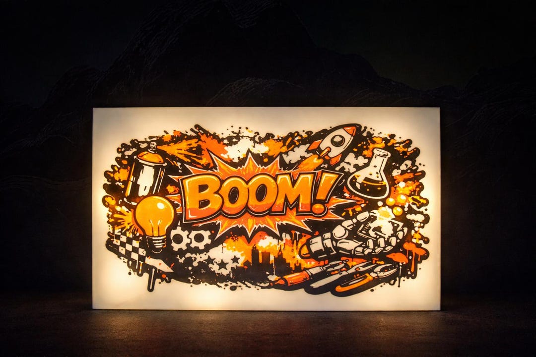 BOOM LED Lamp – 3D Printed Comic Design Lamp – Handmade Decorative ...