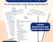 High School Academic Resume Template | College Admissions | Scholarship Applications for Students | Editable PDF