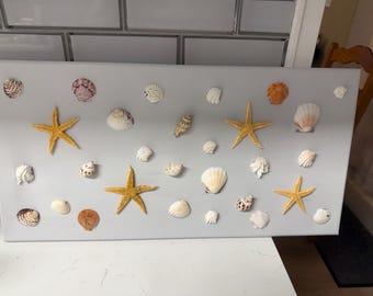 Seashell Canvas Art! Makes For Great Decor in Any Room! Hand Crafted and Designed!