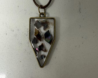 Pendant made with resin and nacre (mother of pearl) I made this from shells I collected on my beach walks! Four available. Four shapes.