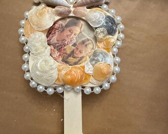 Seashell Frame with Jingle Shells. Small. Hand Crafted.