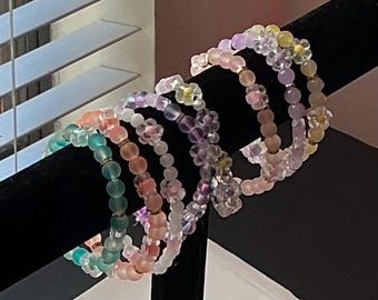 Small Flower/Glass beaded Bracelets