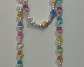 Rainbow Glass Beaded Necklace/Bracelet Set