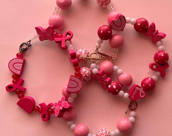 Breast Cancer Awareness Wood Bracelet