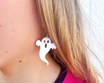 3D Printed Ghost Earrings | Lightweight Halloween Jewelry