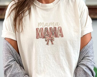 Chemise maman baseball, t-shirt maman léopard le jour du match, t-shirt maman sport style imitation, jolie chemise maman avec noeud coquette, cadeau fête des mères, couleur confort