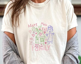 Chemise coeur de famille pour la meilleure maman de tous les temps, joli cadeau pour maman pour la fête des mères, t-shirt aux couleurs de la maison et de la famille, chemise aux couleurs confortables, mères heureuses