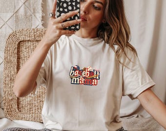 Cadeau fête des mères pour maman baseball, chemise de baseball tendance pour femme, t-shirt Baseball Moms Club Comfort Colors®