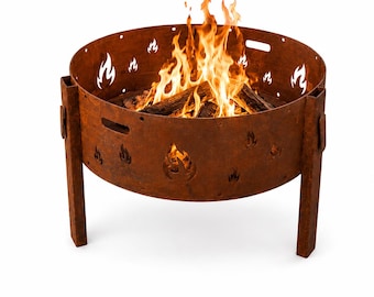Large Iron Fire Pit/Brazier, 60 cm (23.6 in), Campfire for Camping, Garden, Patio and Outdoor Activities