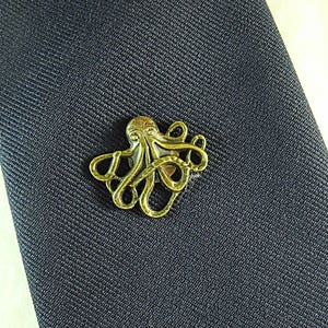 Tie Tack Lapel Pin,   Mens Steampunk Bronze Octopus  Mens Accessories  Handmade