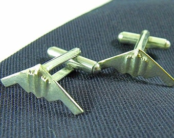 Cufflinks, Silver B-2 Bomber Jet  Men's Accessories Handmade