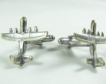 Cufflinks Silver C-130 Hercules Cargo Plane Men's Accessories Handmade