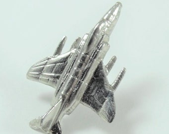 F4 Phantom Pin, Silver Tie Tack Pin, Lapel Pin, Men's Accessories, Handmade