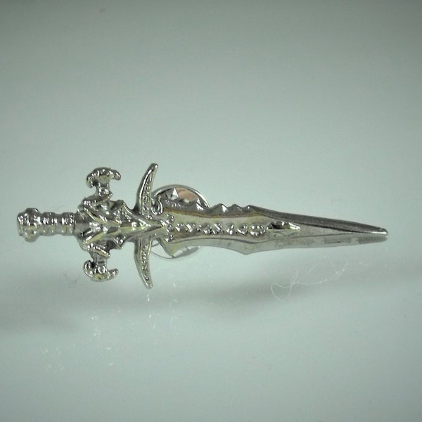 Tie Tack Lapel Pin, Video Game Sword, Silver Men's Accessories Handmade