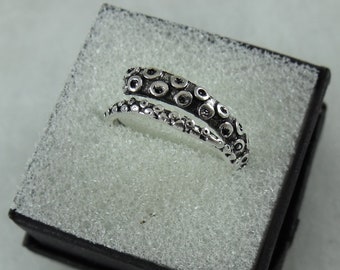Silver Ring, Octopus Tentacle  Mens Womens Gift  Handmade Adjustable