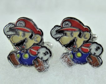 Cufflinks for Men, Video Game Mario Brothers Enameled