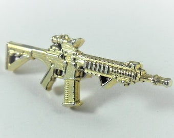 M4 or AR15 Gold Plated, Tie Tack Machine Gun