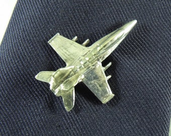 Tie Tack Pin Or Laple Pin,  Silver F18 Super Hornet Fighter Jet,  Mens Accessories  Handmade