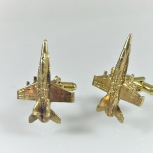 Mens Cufflinks,  F18 Super Hornet Fighter Jet Gold Plated Cuff Links Mens Accessories  Handmade