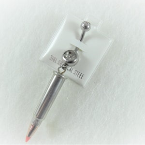 Silver Bullet Belly Ring Authentic 17 Caliber Womens Gift Handmade image 1