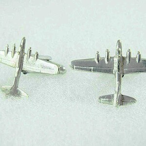 Cufflinks, Mens Silver Historical B-17 Bomber Airplane  Mens Accessories  Handmade