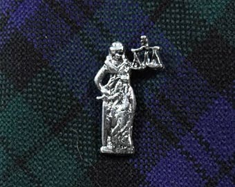 Tie Tack or Lapel Pin Silver Lady Justice Lawyer Mens And Womens Gift  Accessories Handmade
