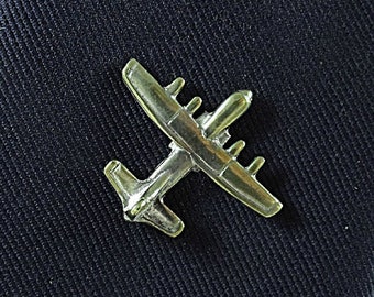 Tie Tack or Lapel Pin, Silver C-130 Hercules Cargo Plane Men's Accessories Handmade