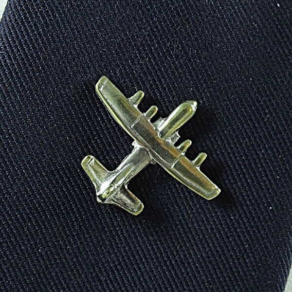 Tie Tack or Lapel Pin, Silver C-130 Hercules Cargo Plane Men's Accessories Handmade