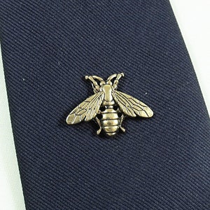 Tie Tack Pin, Bee Antique Gold Plated,  Men's Women's Gift Handmade